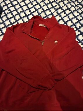 Men's Quarter-Zip Pullover Sweater - Deep Red